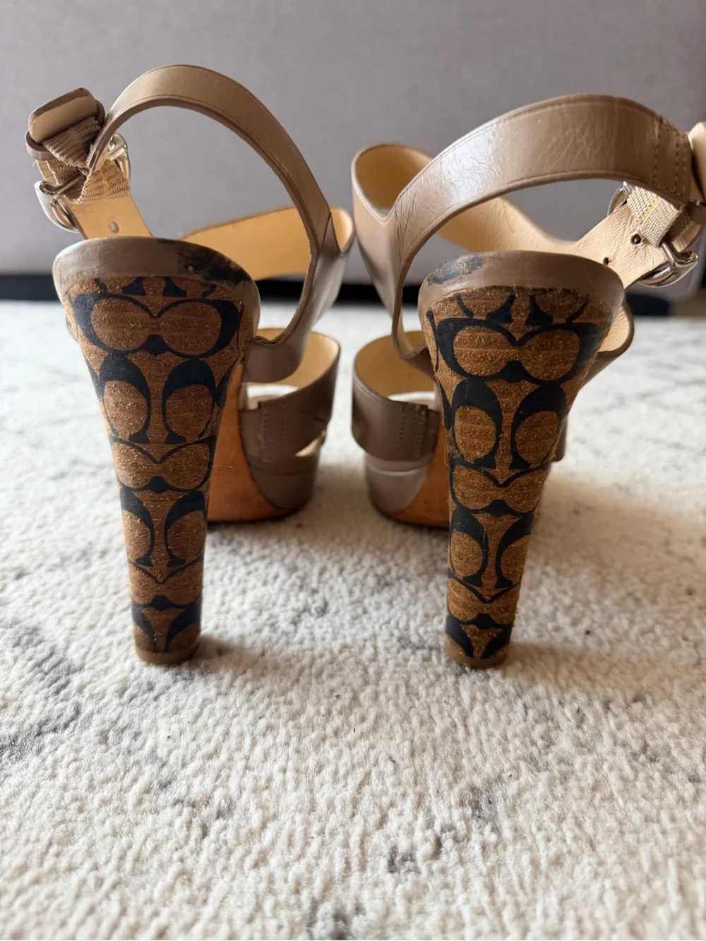 Coach Leather Platform Sandal Heels | Signature Heel | Size 6.5